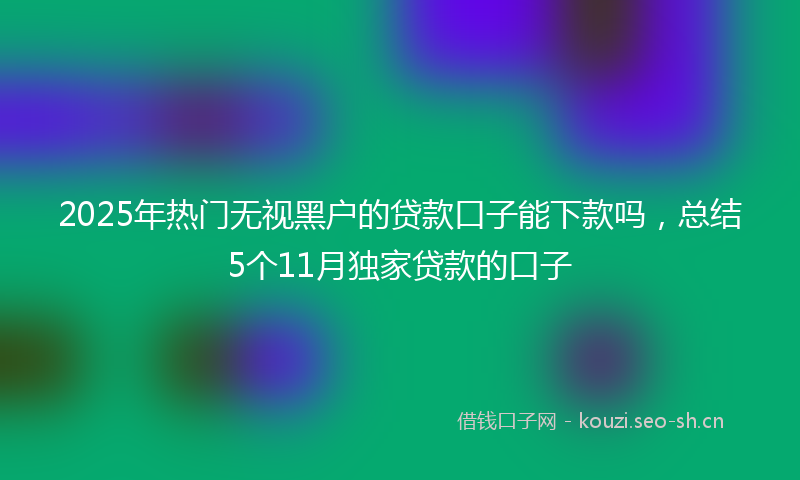 2025年热门无视黑户的贷款口子能下款吗，总结5个11月独家贷款的口子