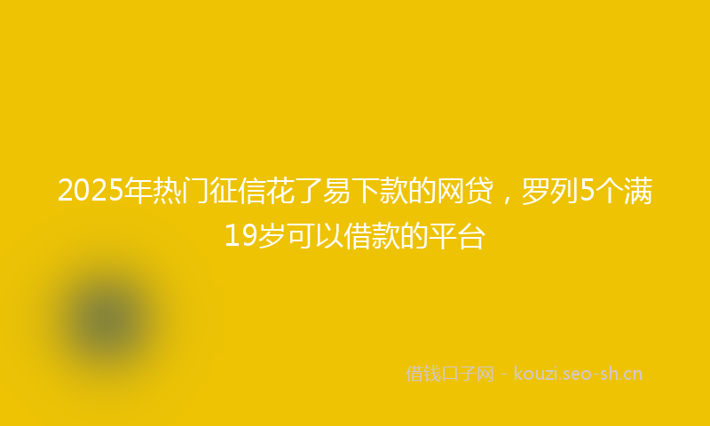 2025年热门征信花了易下款的网贷，罗列5个满19岁可以借款的平台