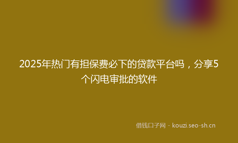 2025年热门有担保费必下的贷款平台吗，分享5个闪电审批的软件