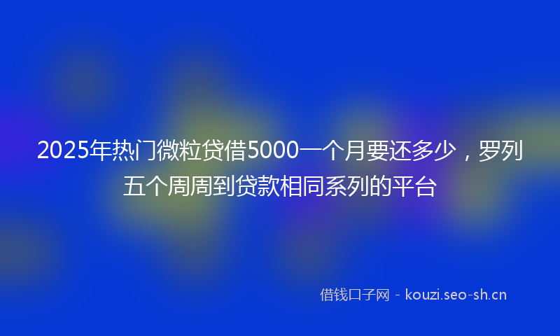 2025年热门微粒贷借5000一个月要还多少,罗列五个周周到贷款相同系列的平台
