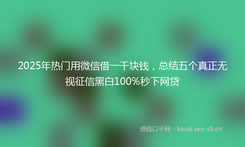 2025年热门用微信借一千块钱，总结五个真正无视征信黑白100%秒下网贷