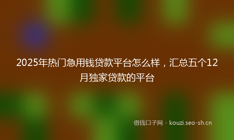 2025年热门急用钱贷款平台怎么样，汇总五个12月独家贷款的平台