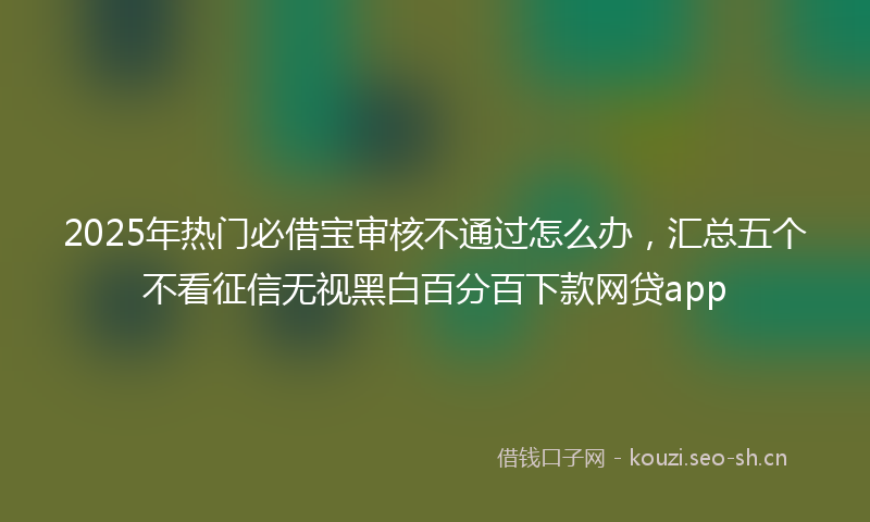 2025年热门必借宝审核不通过怎么办，汇总五个不看征信无视黑白百分百下款网贷app