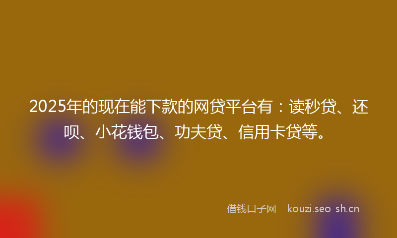 2025年的现在能下款的网贷平台有：读秒贷、还呗、小花钱包、功夫贷、信用卡贷等。