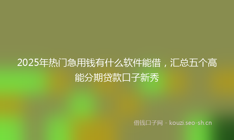 2025年热门急用钱有什么软件能借，汇总五个高能分期贷款口子新秀