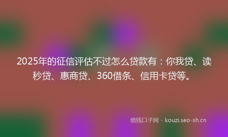 2025年的征信评估不过怎么贷款有:你我贷、读秒贷、惠商贷、360借条、信用卡贷等。