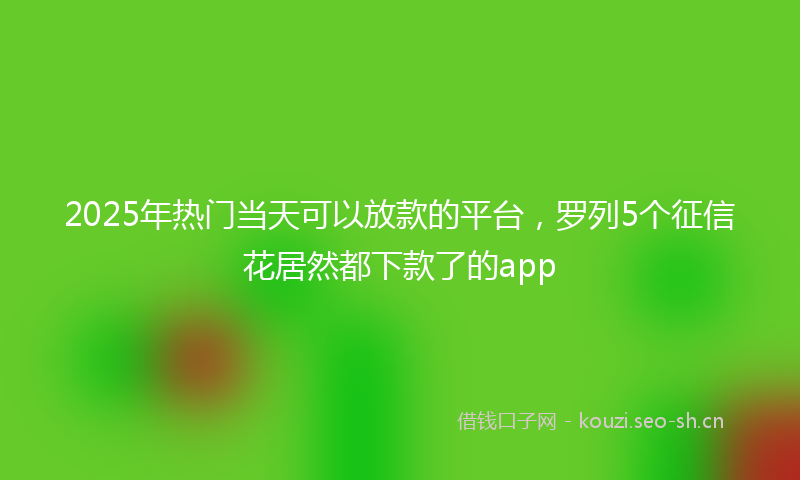 2025年热门当天可以放款的平台,罗列5个征信花居然都下款了的app