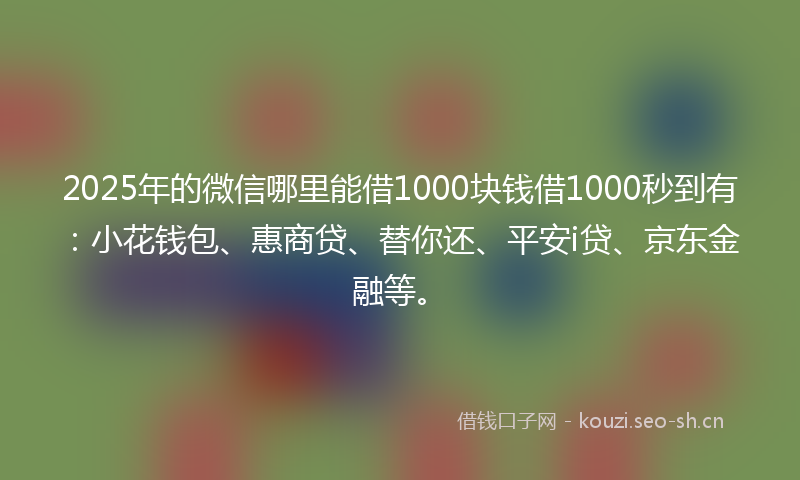 2025年的微信哪里能借1000块钱借1000秒到有:小花钱包、惠商贷、替你还、平安i贷、京东金融等。