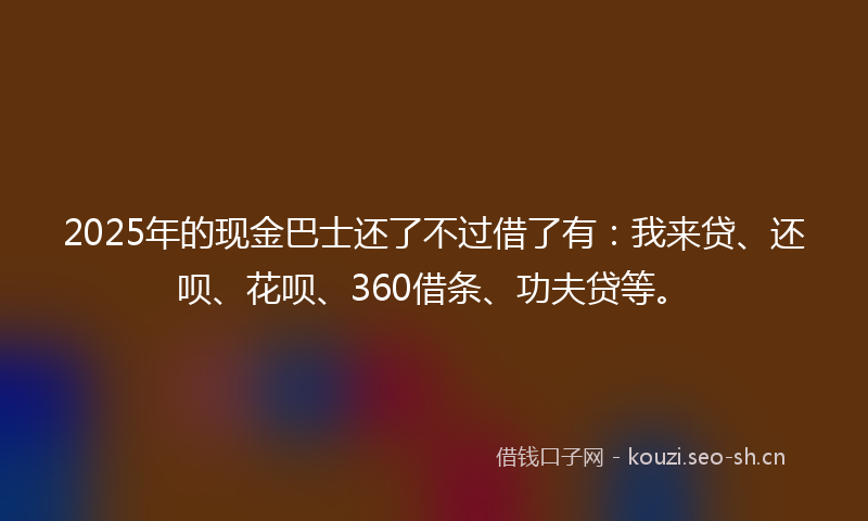 2025年的现金巴士还了不过借了有：我来贷、还呗、花呗、360借条、功夫贷等。