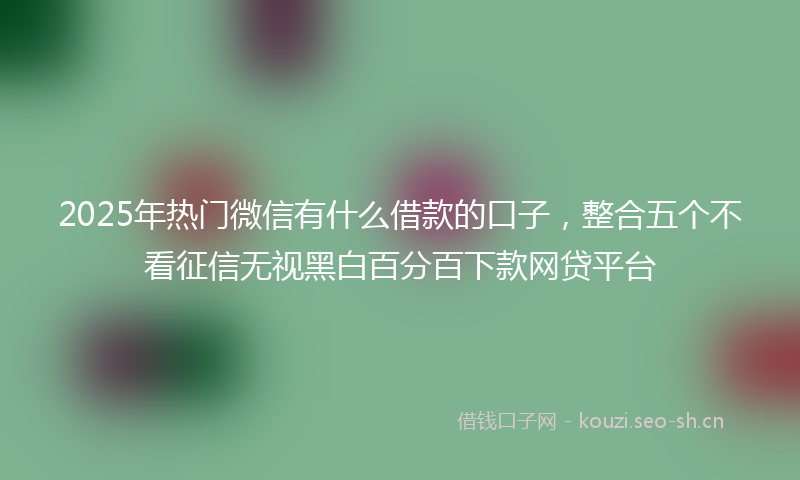 2025年热门微信有什么借款的口子，整合五个不看征信无视黑白百分百下款网贷平台