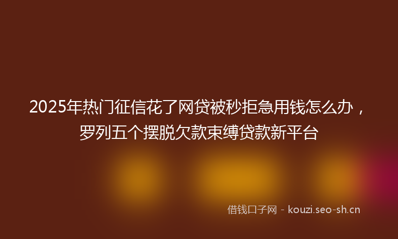 2025年热门征信花了网贷被秒拒急用钱怎么办，罗列五个摆脱欠款束缚贷款新平台