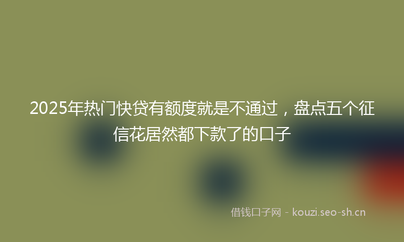 2025年热门快贷有额度就是不通过,盘点五个征信花居然都下款了的口子