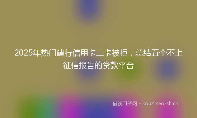 2025年热门建行信用卡二卡被拒，总结五个不上征信报告的贷款平台