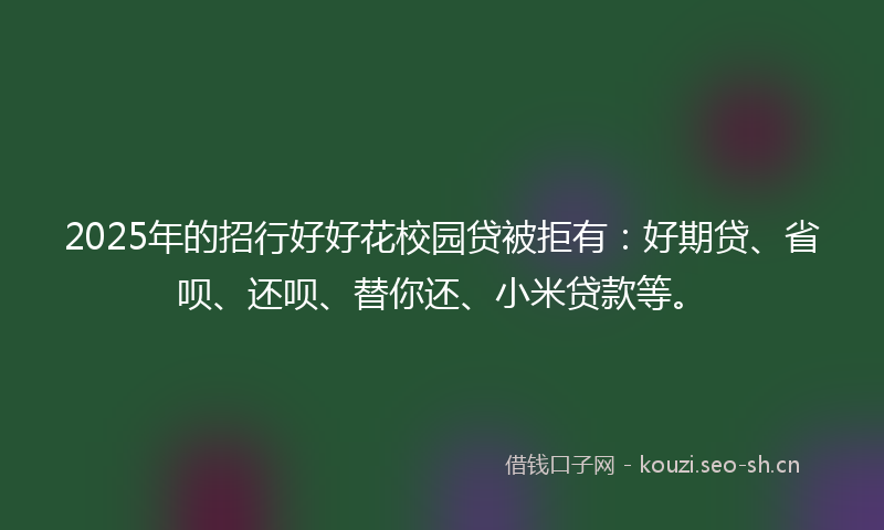 2025年的招行好好花校园贷被拒有:好期贷、省呗、还呗、替你还、小米贷款等。