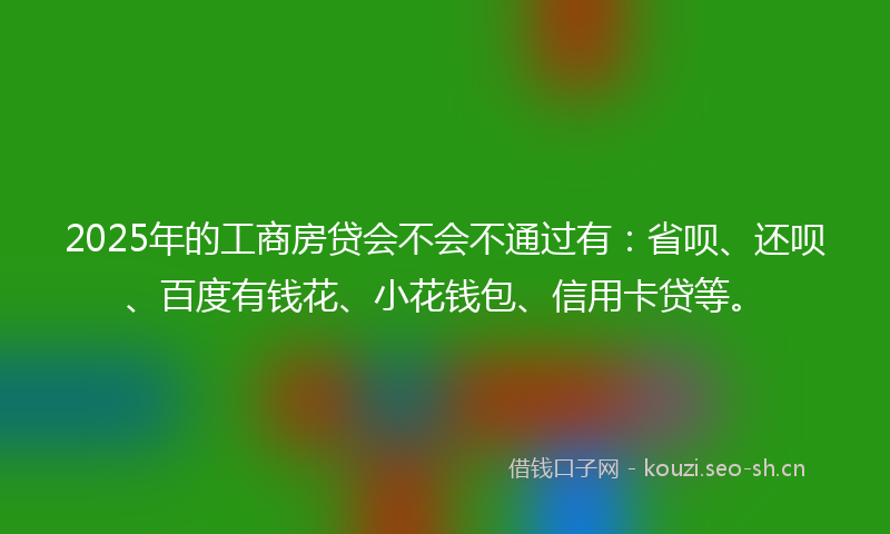 2025年的工商房贷会不会不通过有：省呗、还呗、百度有钱花、小花钱包、信用卡贷等。