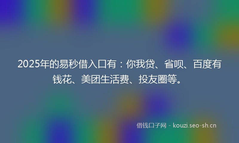 2025年的易秒借入口有：你我贷、省呗、百度有钱花、美团生活费、投友圈等。