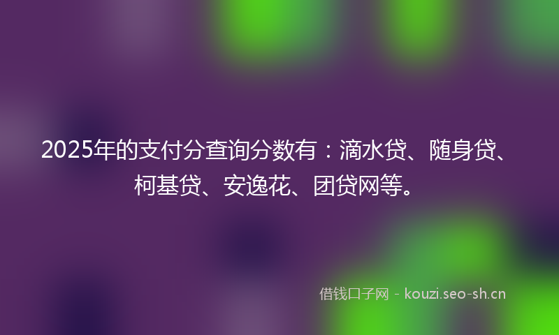 2025年的支付分查询分数有：滴水贷、随身贷、柯基贷、安逸花、团贷网等。