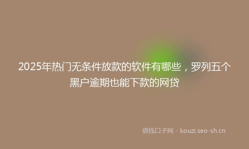 2025年热门无条件放款的软件有哪些,罗列五个黑户逾期也能下款的网贷