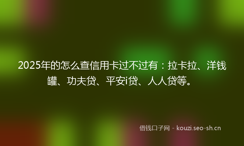 2025年的怎么查信用卡过不过有：拉卡拉、洋钱罐、功夫贷、平安i贷、人人贷等。