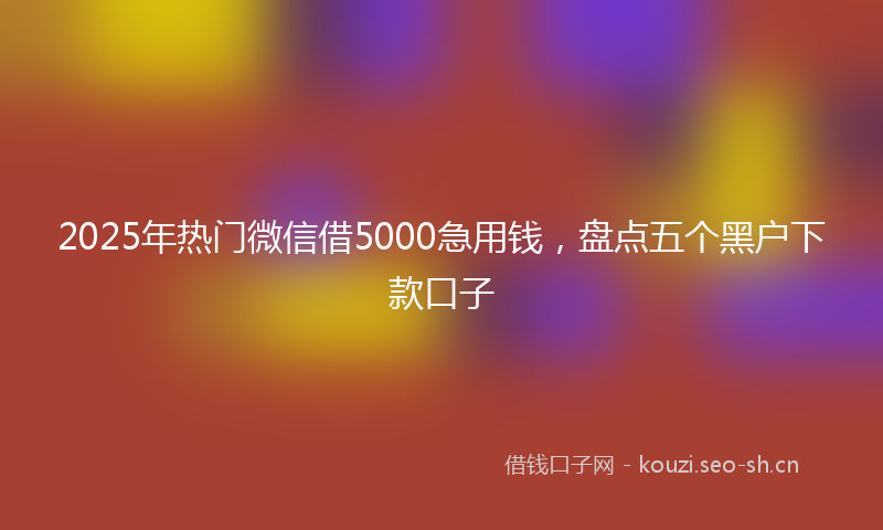 2025年热门微信借5000急用钱，盘点五个黑户下款口子