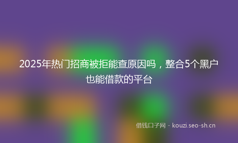 2025年热门招商被拒能查原因吗，整合5个黑户也能借款的平台