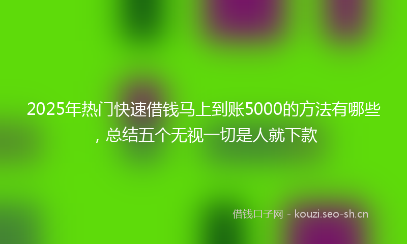 2025年热门快速借钱马上到账5000的方法有哪些，总结五个无视一切是人就下款