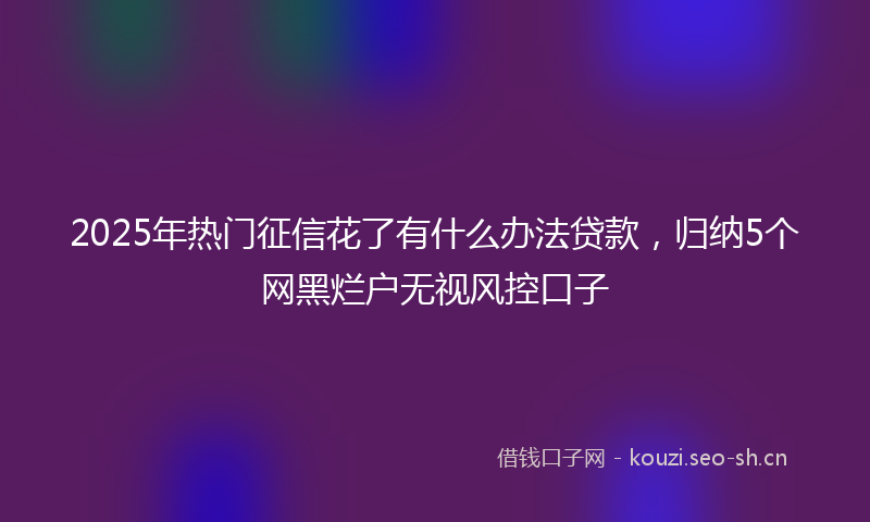 2025年热门征信花了有什么办法贷款，归纳5个网黑烂户无视风控口子