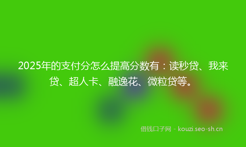 2025年的支付分怎么提高分数有：读秒贷、我来贷、超人卡、融逸花、微粒贷等。