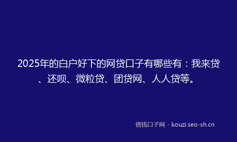 2025年的白户好下的网贷口子有哪些有：我来贷、还呗、微粒贷、团贷网、人人贷等。