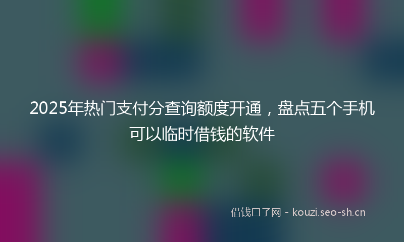 2025年热门支付分查询额度开通，盘点五个手机可以临时借钱的软件