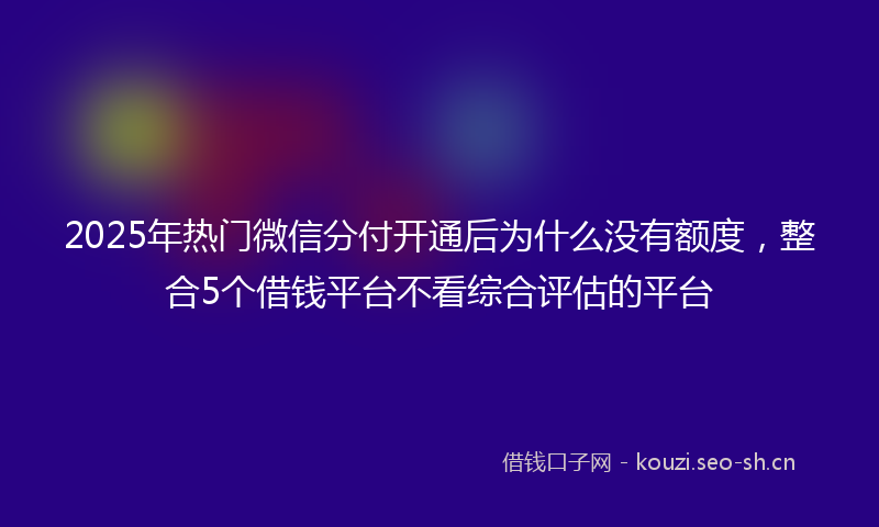 2025年热门微信分付开通后为什么没有额度，整合5个借钱平台不看综合评估的平台