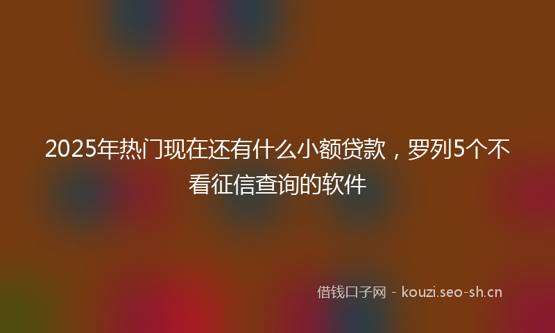 2025年热门现在还有什么小额贷款，罗列5个不看征信查询的软件
