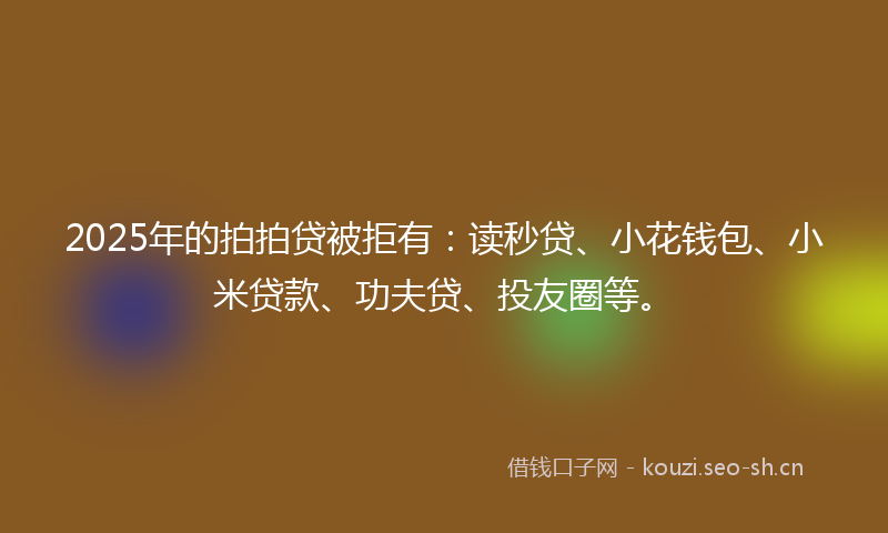 2025年的拍拍贷被拒有：读秒贷、小花钱包、小米贷款、功夫贷、投友圈等。