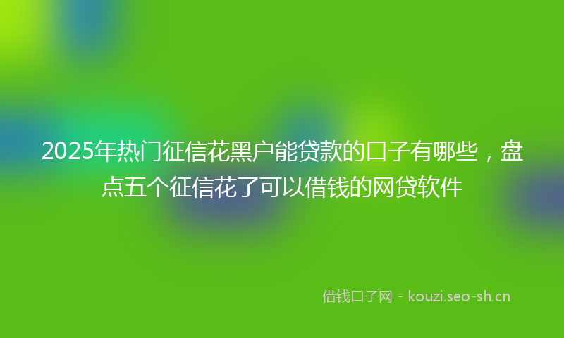 2025年热门征信花黑户能贷款的口子有哪些，盘点五个征信花了可以借钱的网贷软件