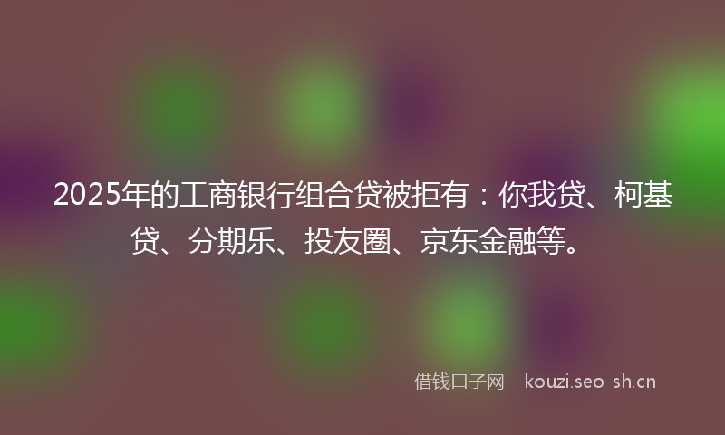 2025年的工商银行组合贷被拒有：你我贷、柯基贷、分期乐、投友圈、京东金融等。
