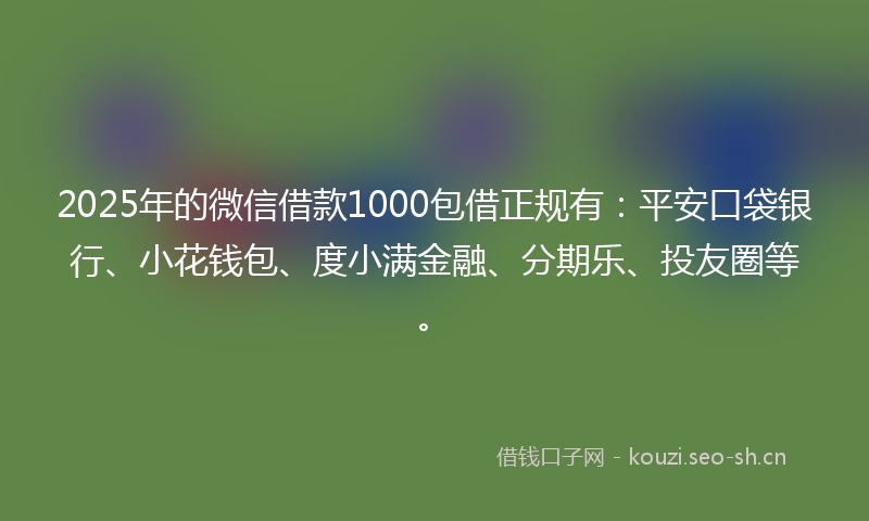 2025年的微信借款1000包借正规有：平安口袋银行、小花钱包、度小满金融、分期乐、投友圈等。