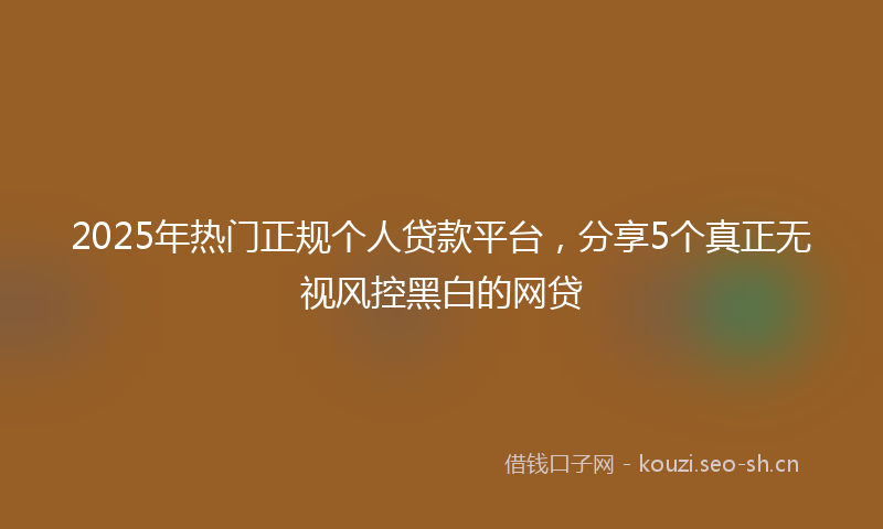 2025年热门正规个人贷款平台，分享5个真正无视风控黑白的网贷