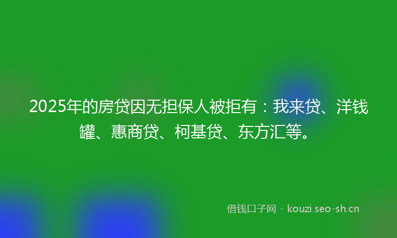 2025年的房贷因无担保人被拒有：我来贷、洋钱罐、惠商贷、柯基贷、东方汇等。