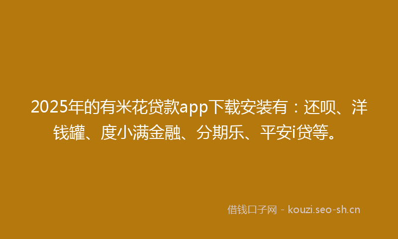 2025年的有米花贷款app下载安装有：还呗、洋钱罐、度小满金融、分期乐、平安i贷等。