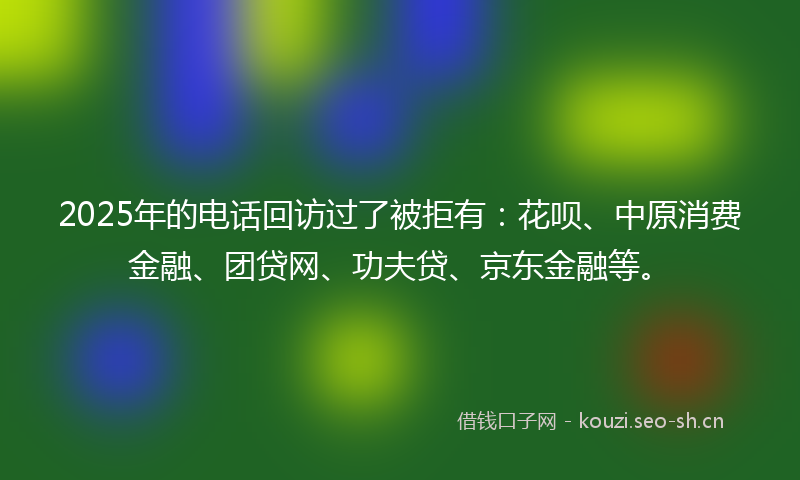2025年的电话回访过了被拒有：花呗、中原消费金融、团贷网、功夫贷、京东金融等。