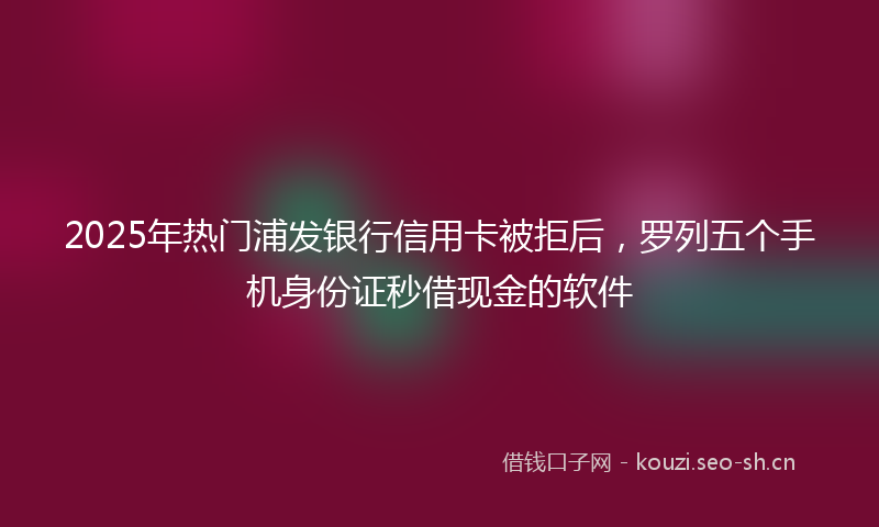 2025年热门浦发银行信用卡被拒后，罗列五个手机身份证秒借现金的软件