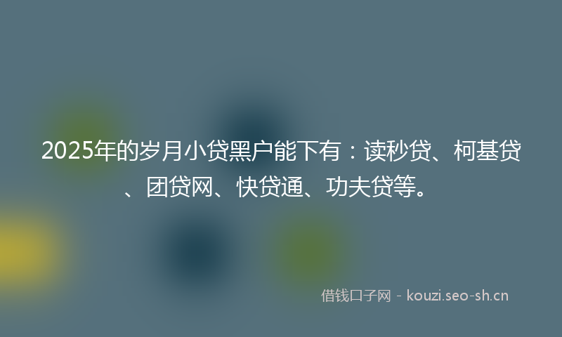 2025年的岁月小贷黑户能下有：读秒贷、柯基贷、团贷网、快贷通、功夫贷等。
