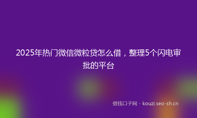2025年热门微信微粒贷怎么借，整理5个闪电审批的平台