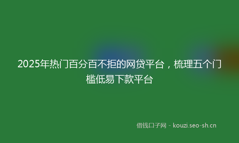2025年热门百分百不拒的网贷平台，梳理五个门槛低易下款平台