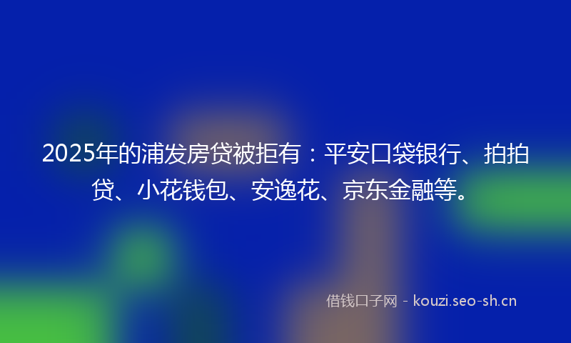 2025年的浦发房贷被拒有：平安口袋银行、拍拍贷、小花钱包、安逸花、京东金融等。
