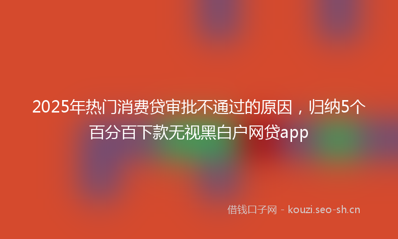 2025年热门消费贷审批不通过的原因,归纳5个百分百下款无视黑白户网贷app