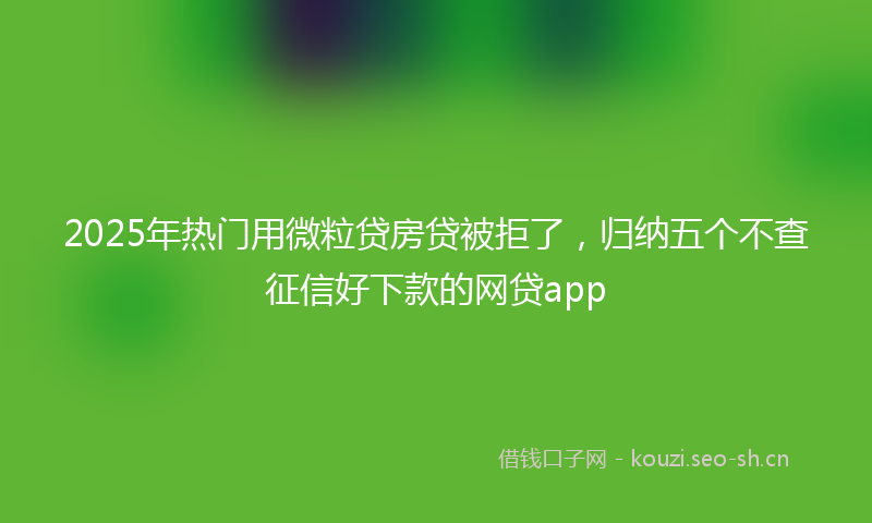 2025年热门用微粒贷房贷被拒了，归纳五个不查征信好下款的网贷app
