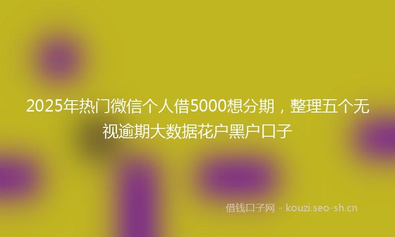 2025年热门微信个人借5000想分期，整理五个无视逾期大数据花户黑户口子
