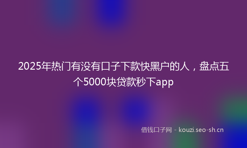 2025年热门有没有口子下款快黑户的人，盘点五个5000块贷款秒下app