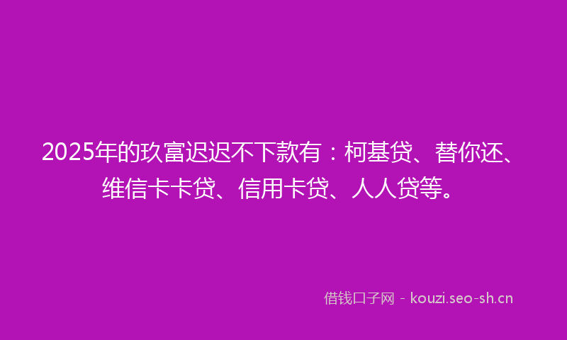 2025年的玖富迟迟不下款有：柯基贷、替你还、维信卡卡贷、信用卡贷、人人贷等。